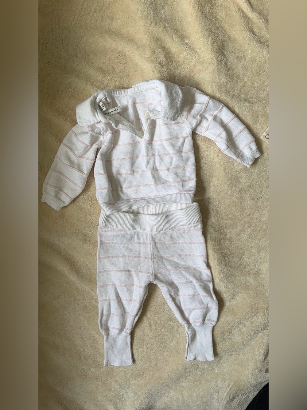 Janie and Jack Blush Pink Striped White Stripes Set